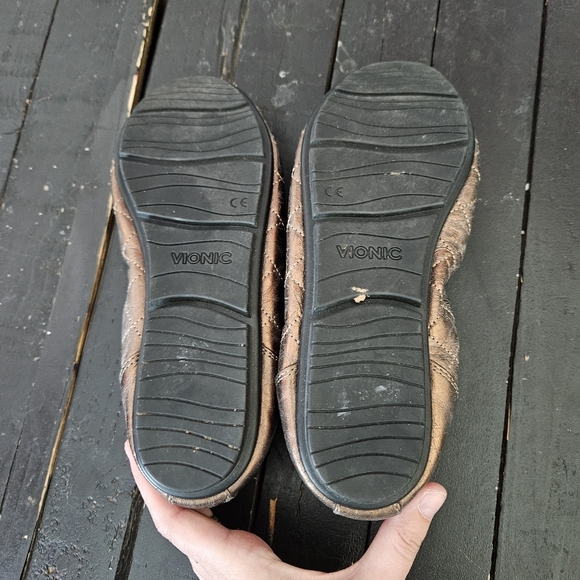 Vionic Women's 8 Ava Metallic Brown Quilted Ballet Flats Shoes Comfort Comfy - Picture 7 of 8